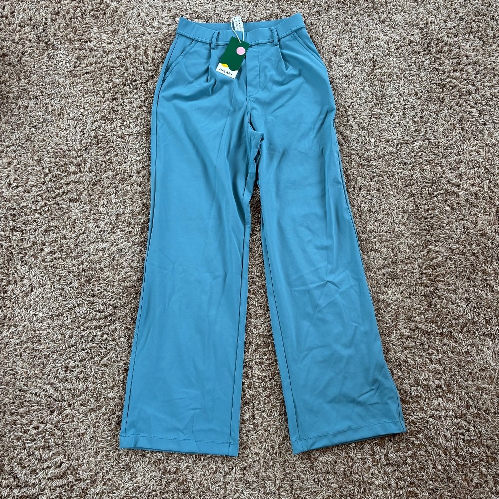 HALARA Flex DayStretch Teal Wide-Leg Women's Work Pants XS Tall Arctic